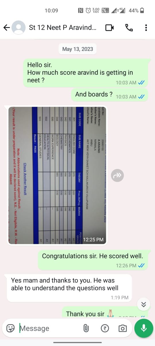 Parent result screenshot
