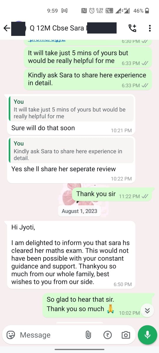 Parent thank you message